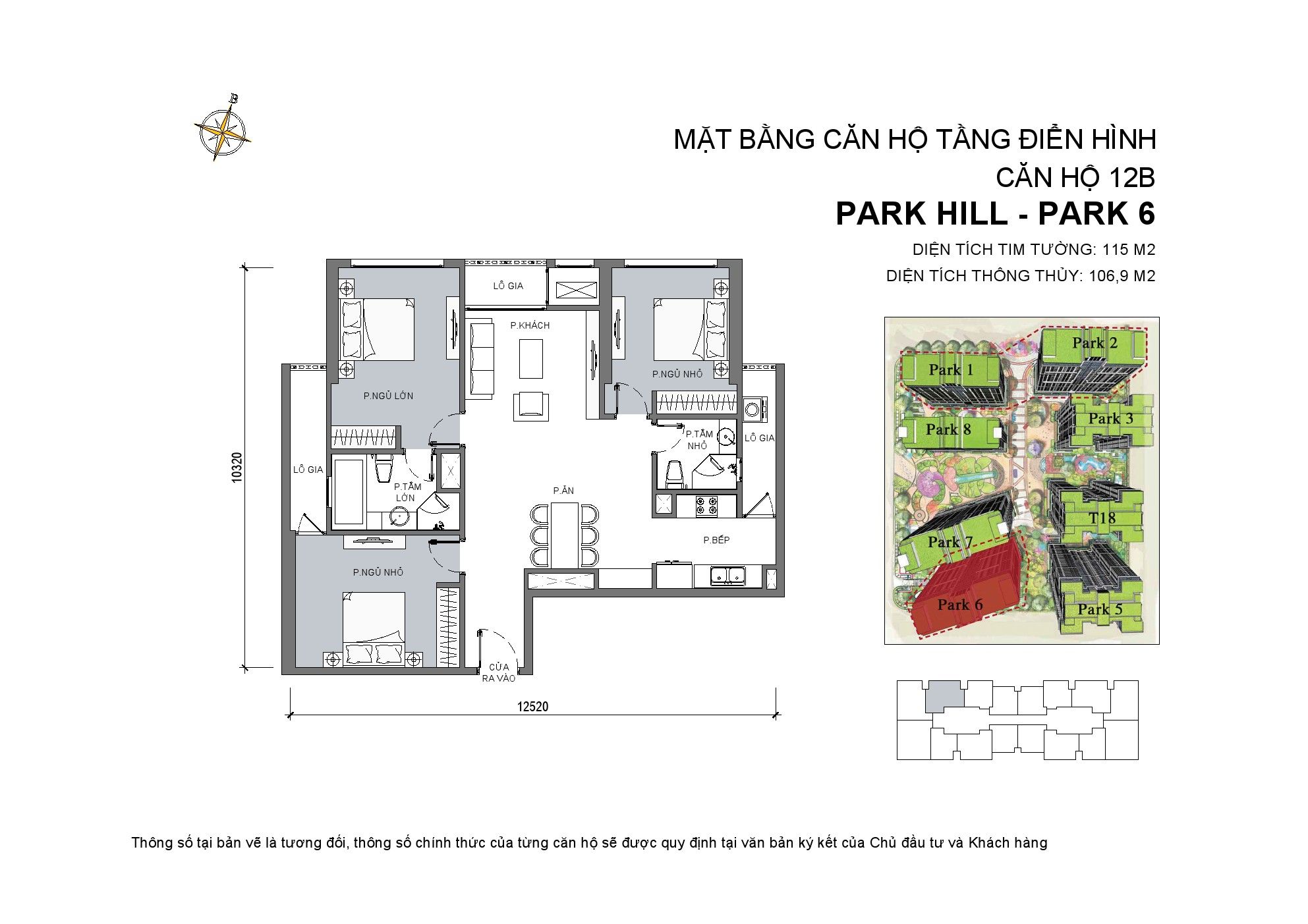 Bán căn hộ chung cư Park 6 Times City tầng 6 Floor Photo No.1