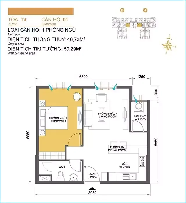 Cho thuê căn hộ T4 Masteri Thảo Điền tầng 20