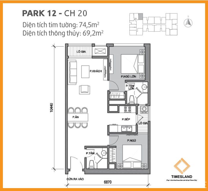 Căn 2Pn góc hiếm P12 siêu đẹp thoáng Floor Photo No.1
