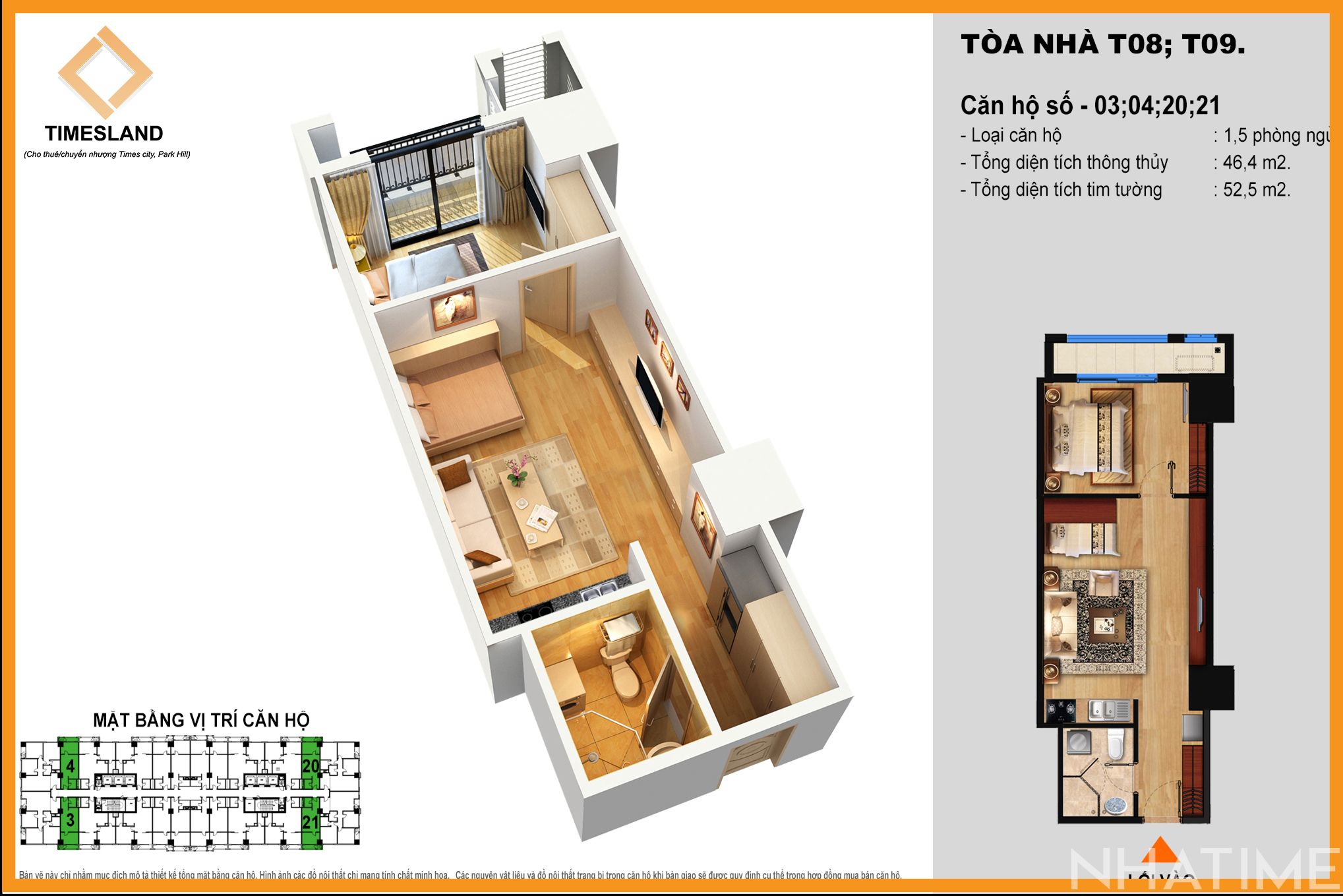 Bán 1 phòng ngủ toà T08 Times City view đẹp Floor Photo No.1