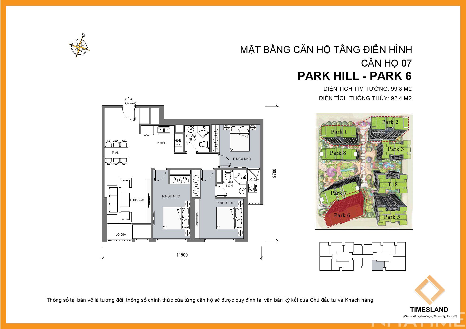 Cho thuê 2Pn 80m Park 06 view Đông Nam thoáng Floor Photo No.1