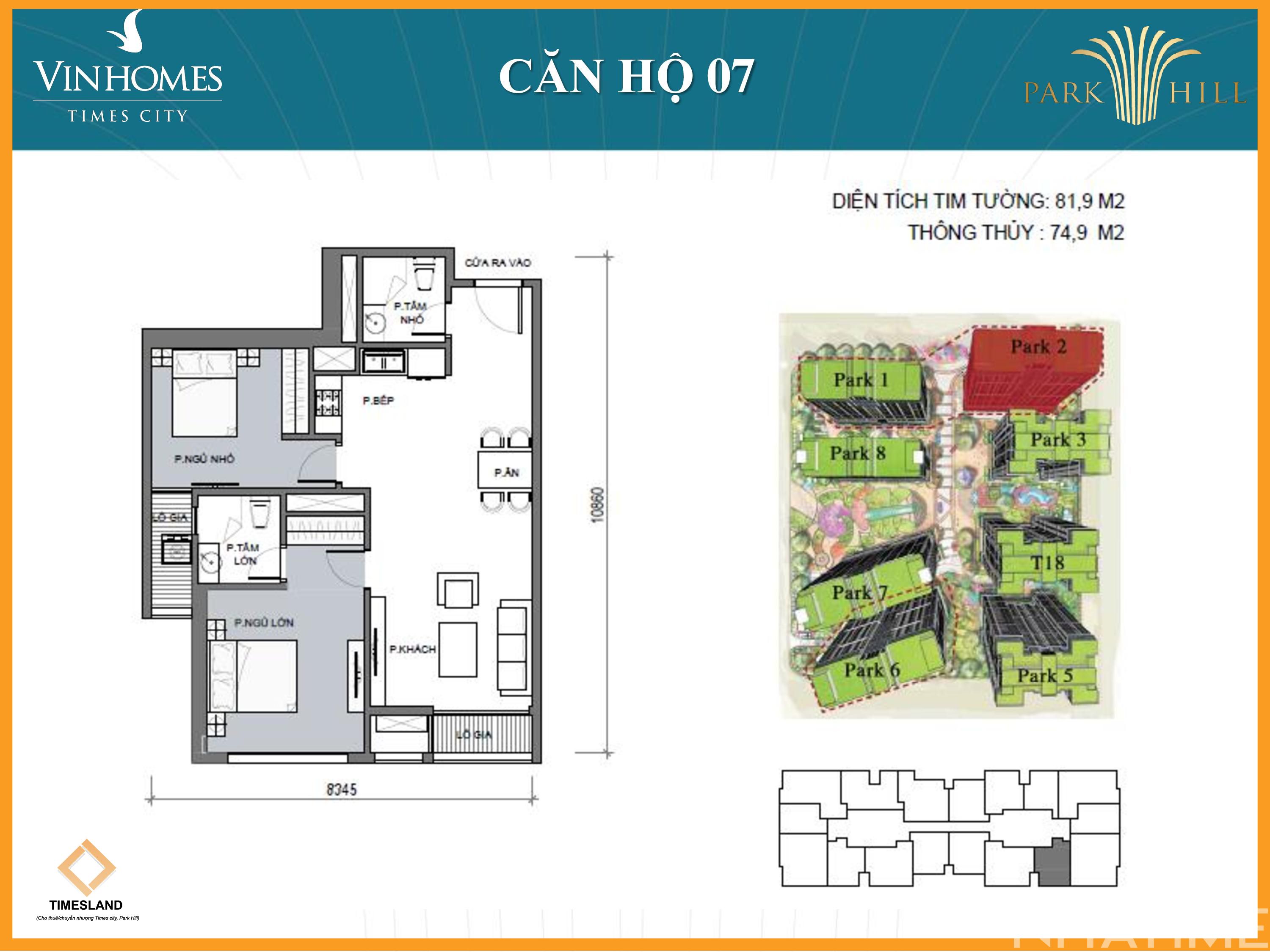 Cho thuê 2Pn 83m Park 02 ban công nam đủ đồ đẹp Floor Photo No.1