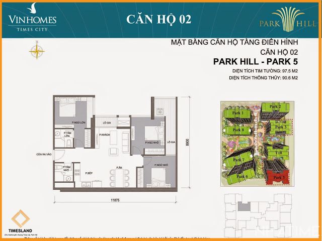 Cho thuê 3pn full đồ Park 05 Times city nhà mới đẹp Floor Photo No.1