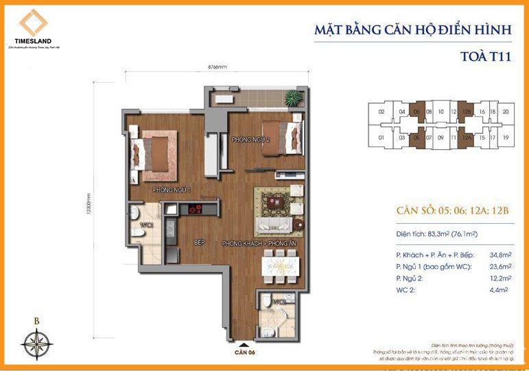 Cho thuê 2pn full đồ đẹp T11 Times City Floor Photo No.1