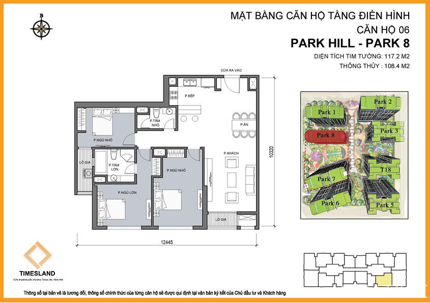 Bán 3Pn dt 118m P08 ban công nam view quảng trường Floor Photo No.1