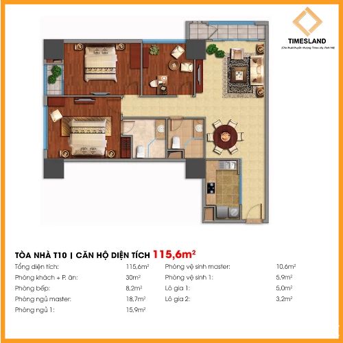 Cho thuê 3pn full đồ T10 times city Floor Photo No.1