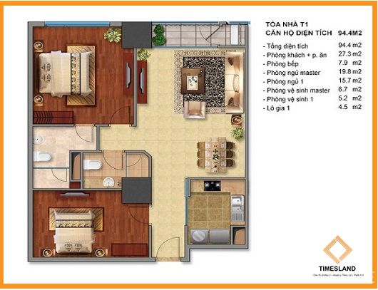 Bán 2pn 95m T01 Times City Floor Photo No.1