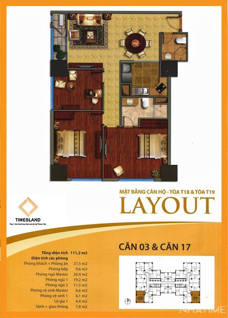 Bán 3pn góc 118m T18 view thoáng bể bới thành phố Times City Floor Photo No.1