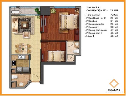 Cho thuê 2pn full đồ đẹp T01 Times City Floor Photo No.1