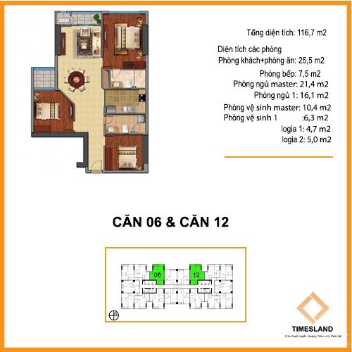 Cho thuê 3pn không đồ giưa 118m T03 Times City Floor Photo No.1