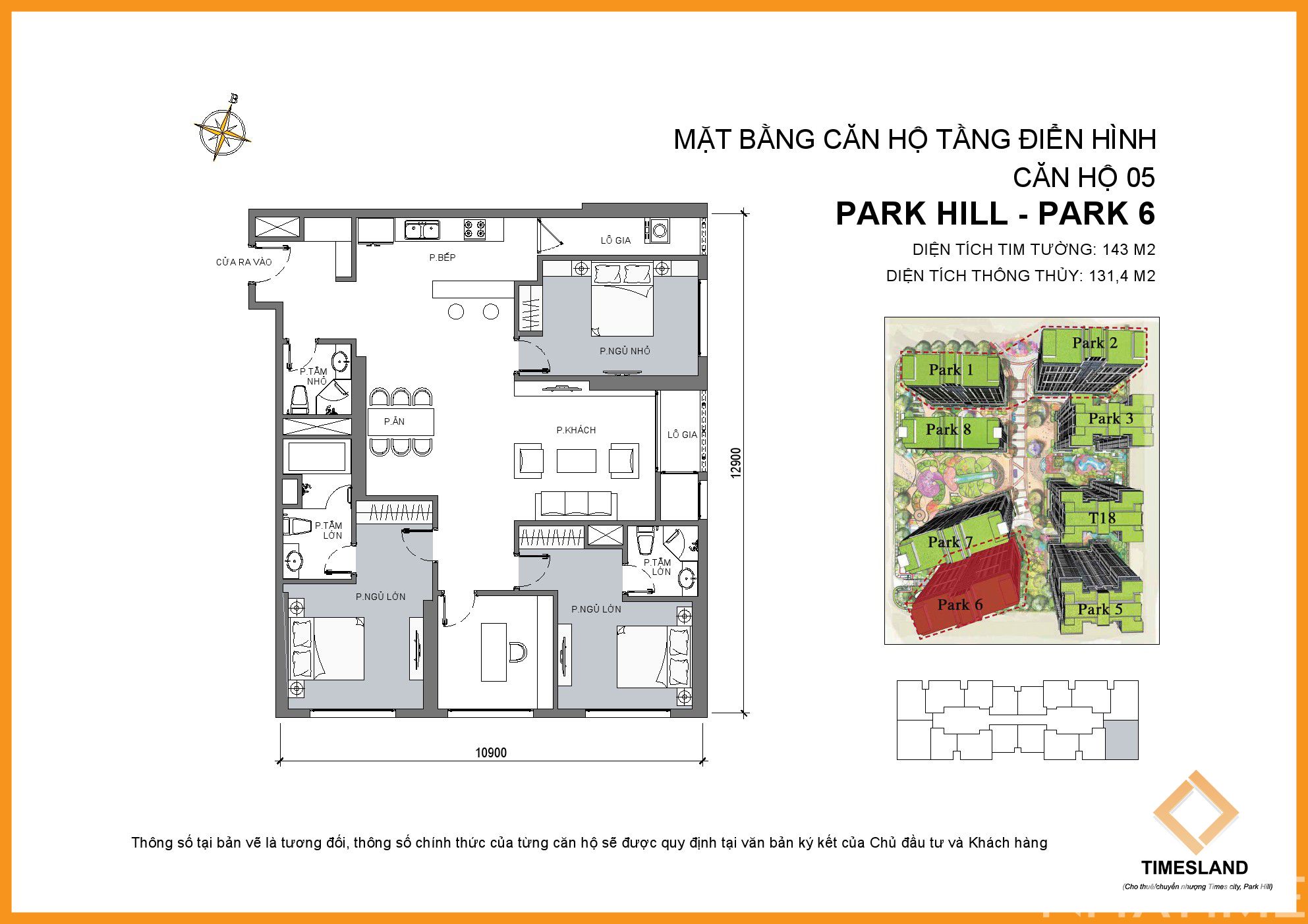 Cho thuê 4pn góc 145m Park 06 Times city Floor Photo No.1