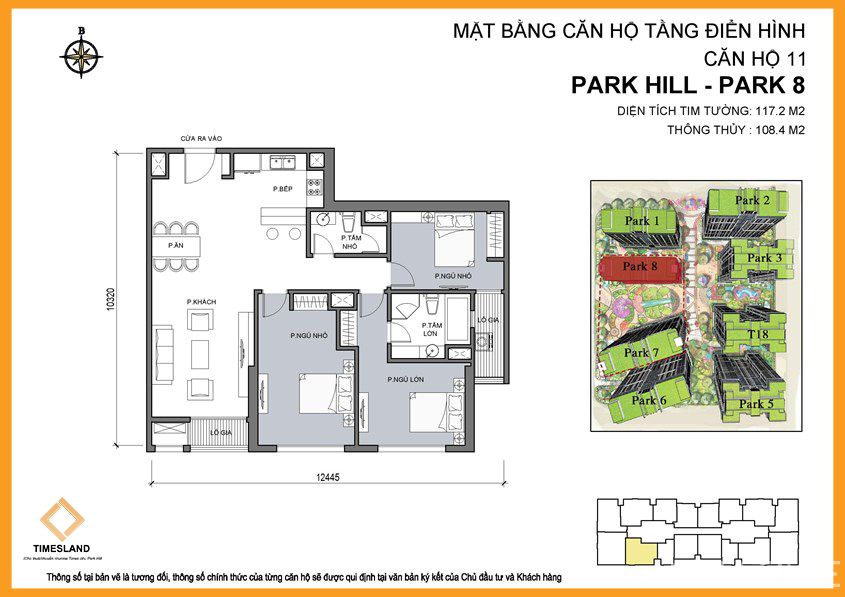 Bán 3pn dt 118m toa Park 08 Times City Floor Photo No.1