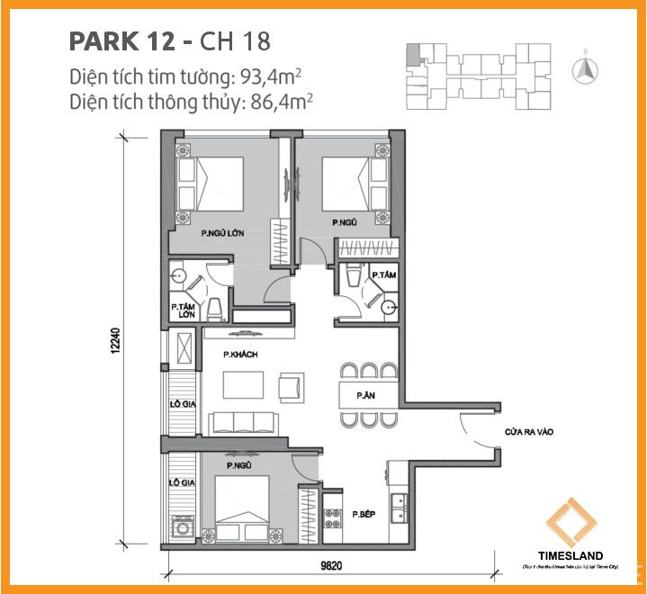 Cho thuê 3pn tòa Park 12 đủ đồ đẹp mới Floor Photo No.1