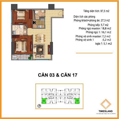 Cho thuê 2pn full đồ góc T02 Times City Floor Photo No.1