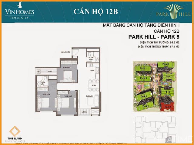 Bán 3 phòng ngủ góc Park 05 Times city Floor Photo No.1