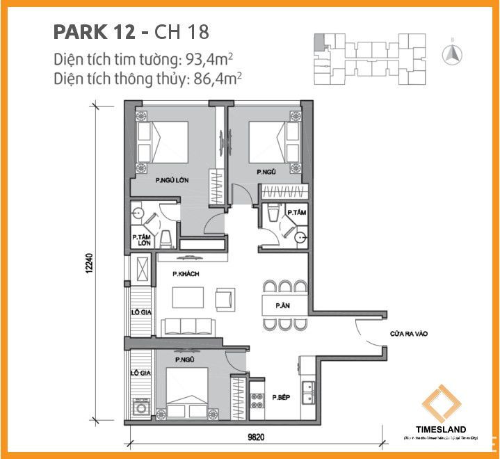 Bán 3pn góc tòa Park 12 Times City Floor Photo No.1
