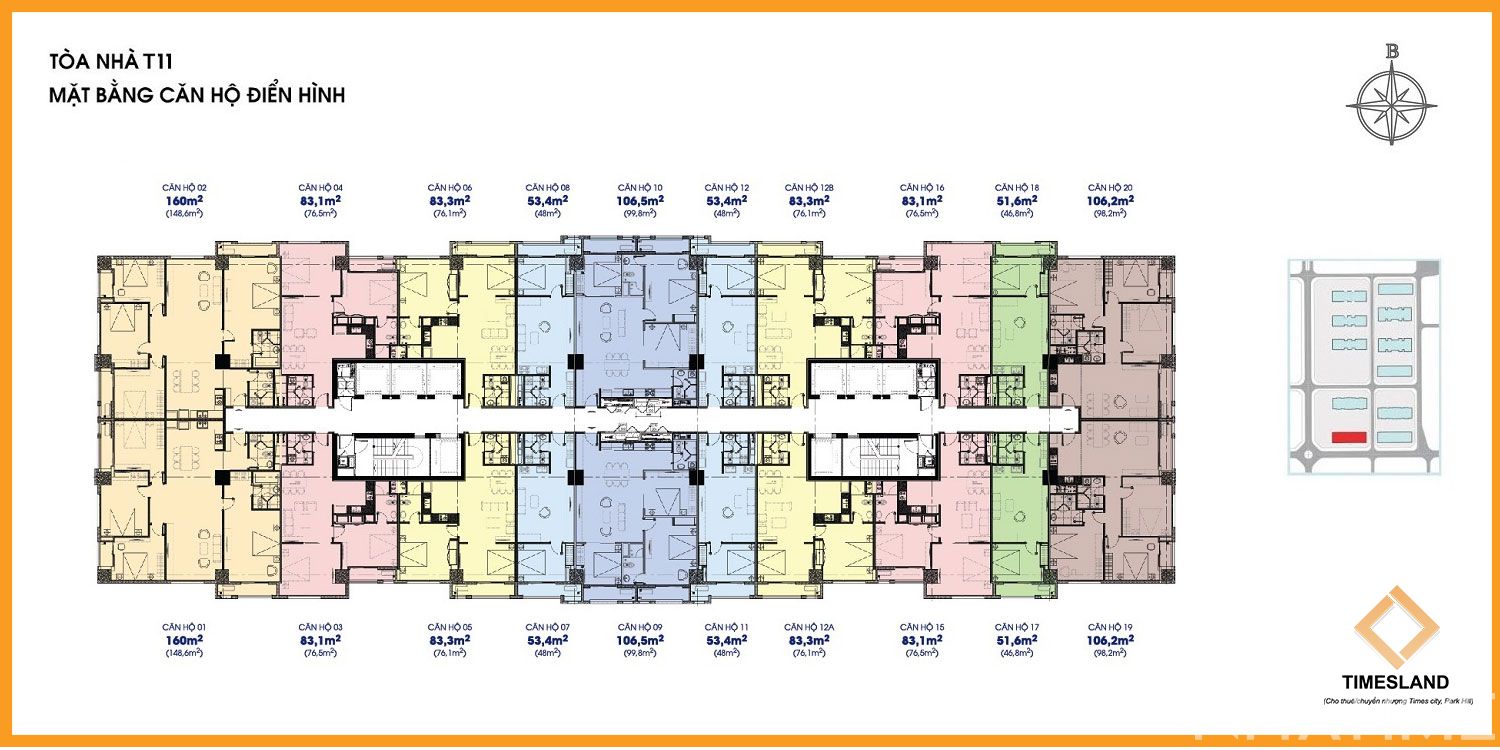 Cho thuê 2pn full đồ tòa T11 Times City Floor Photo No.1