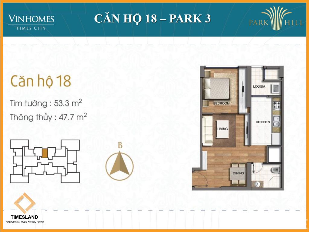 Cho thuê 1pn full đồ Park 03 Times City Floor Photo No.2