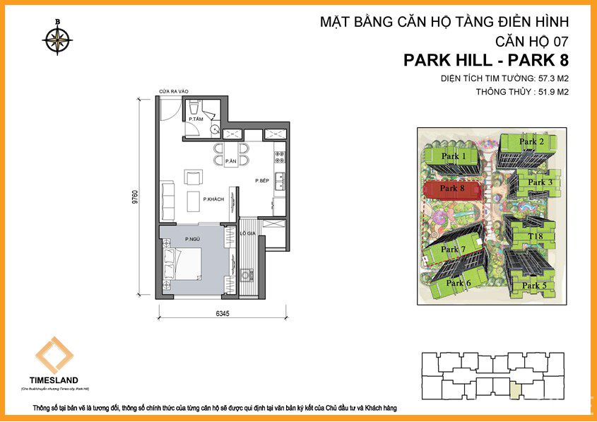 Bán 01 phòng ngủ tòa Park 08 Times City Floor Photo No.1