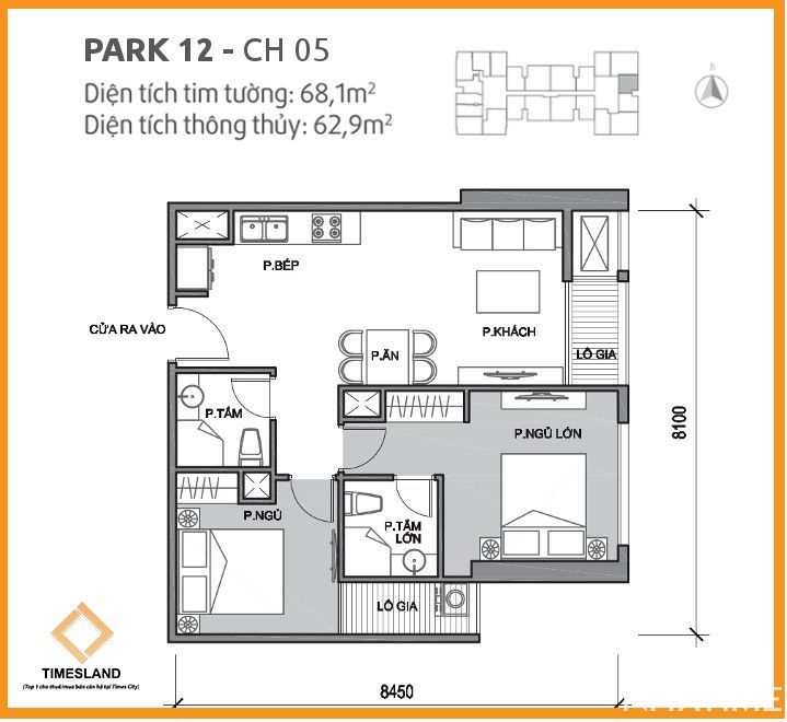 Bán 2pn 68m tòa Park 12 Times City Floor Photo No.1