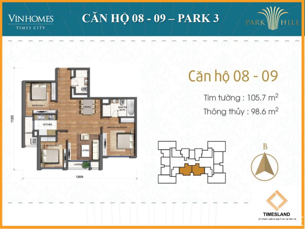 Bán 3pn 106m Park 03 view bể bơi Floor Photo No.2