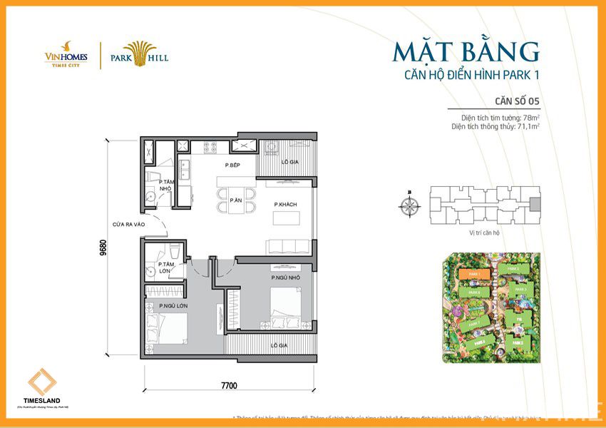 Bán 2pn 79m tòa Park 01 Times city Floor Photo No.1
