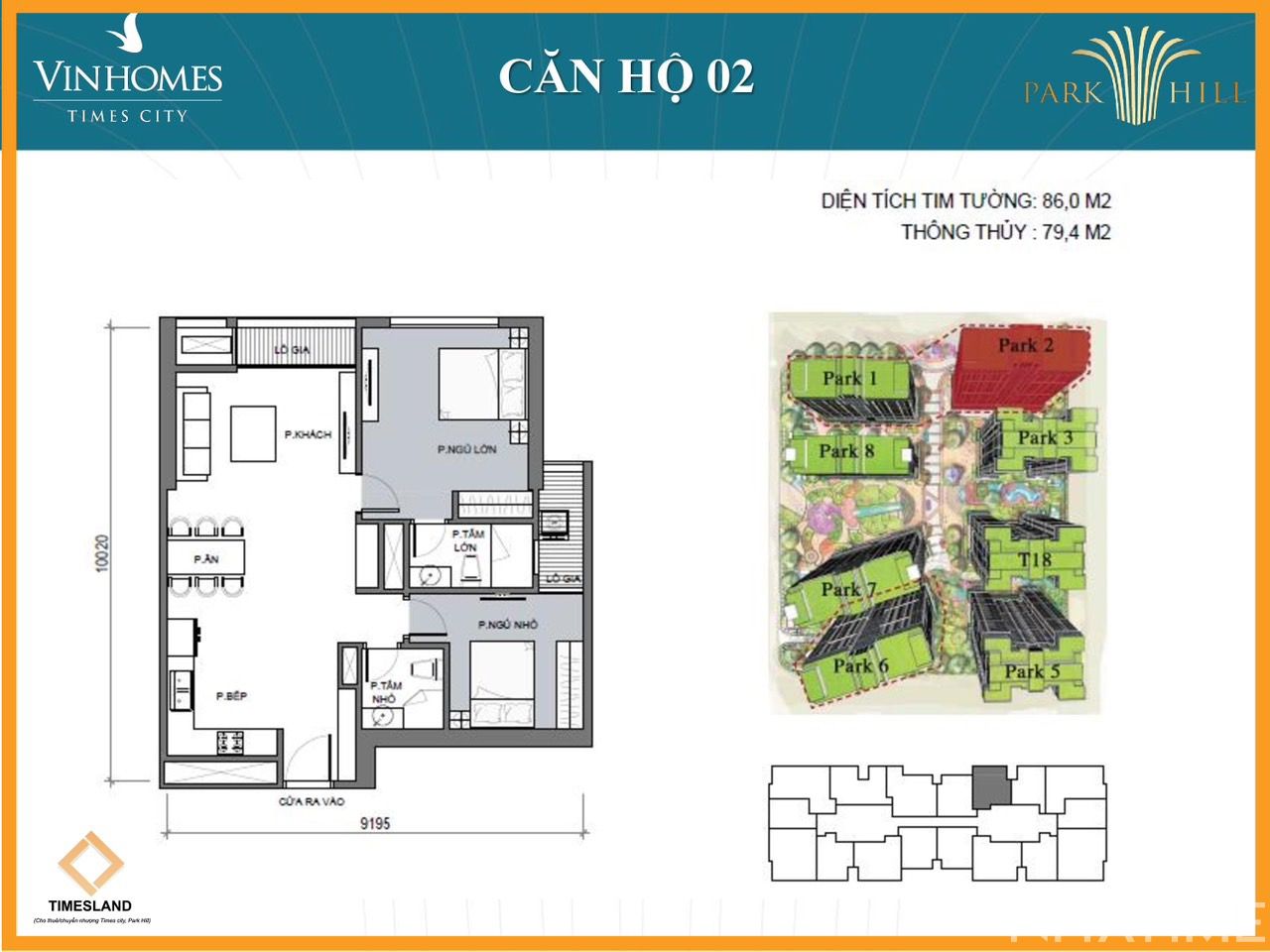 Bán căn 2pn hoa hậu 87m Park 2 times city Floor Photo No.1
