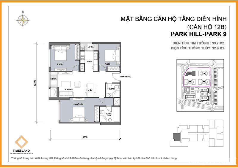 Cho thuê căn hộ 3 phòng ngủ Floor Photo No.1