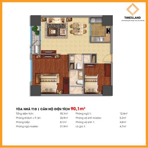 Bán 2Pn 90m T10 times city Floor Photo No.1