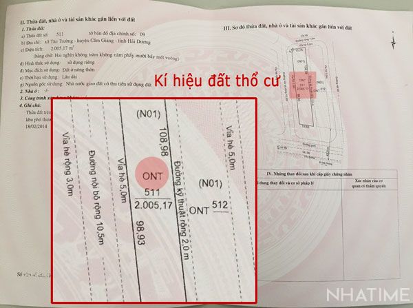 kí hiệu đất vườn đất thổ cư