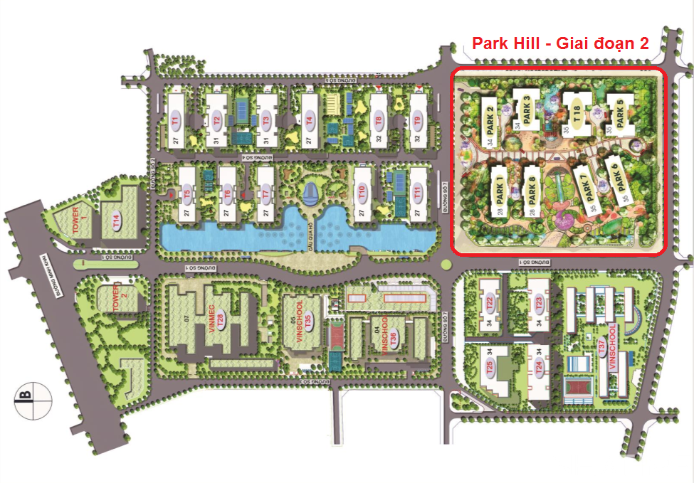 Layout mặt bằng dự án Park Hill Times City