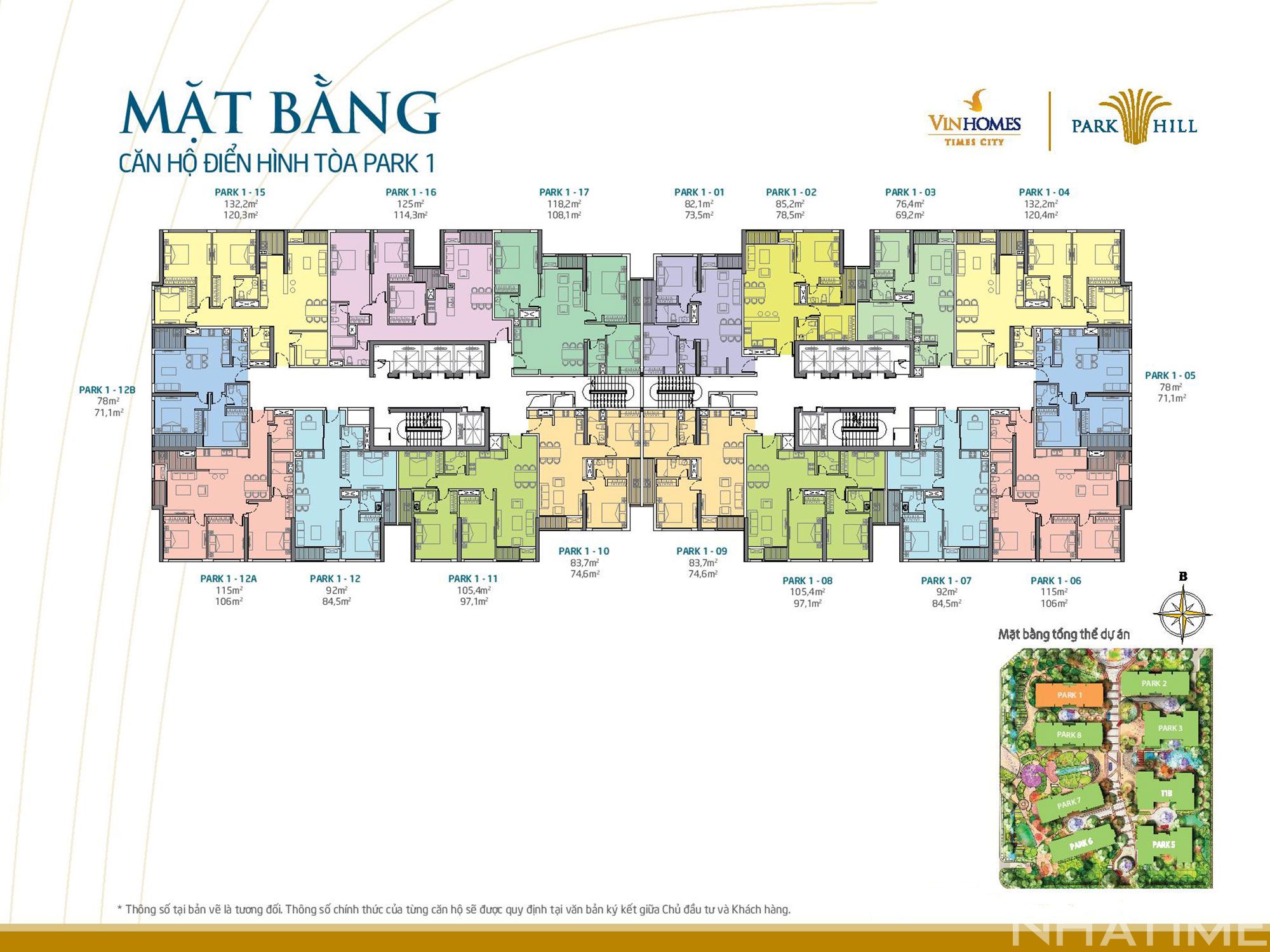 Layout mặt bằng Park 1 Vinhomes Times City Park Hill