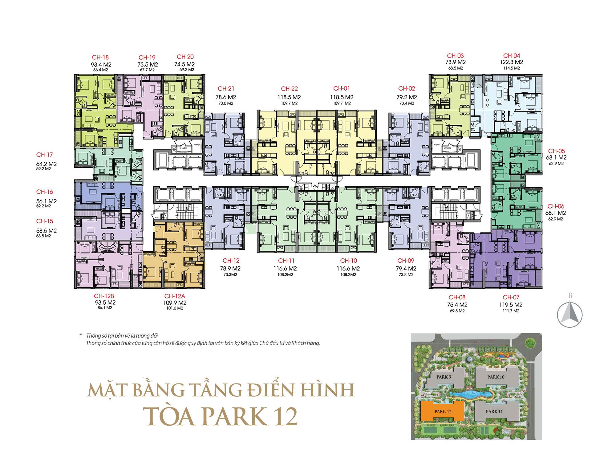 Layout mặt bằng Park 12 Vinhomes Times City Park Hill