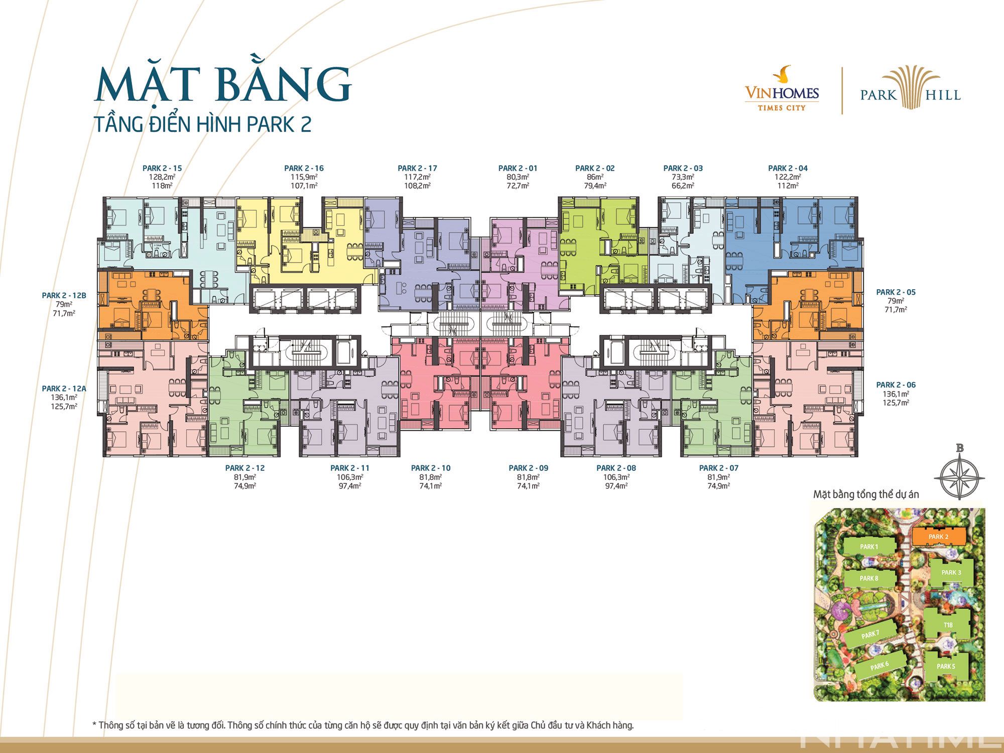 Layout mặt bằng Park 2 Vinhomes Times City Park Hill