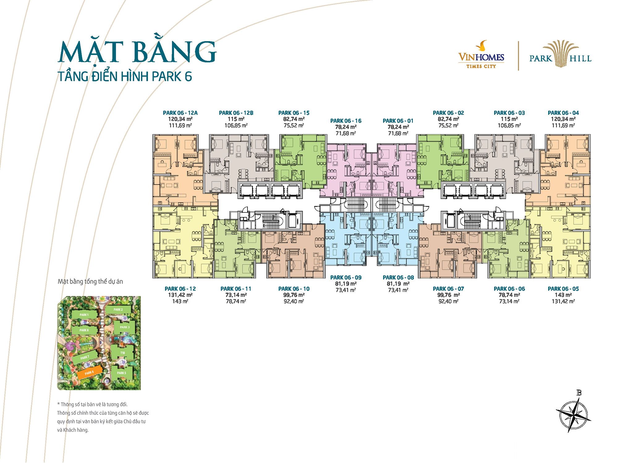 Layout mặt bằng Park 6 Vinhomes Times City Park Hill
