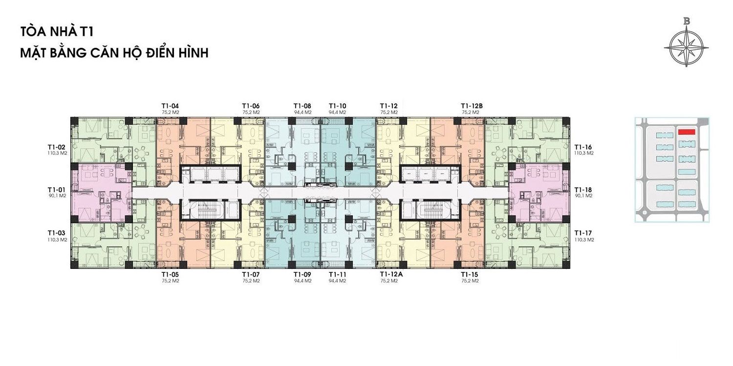 Mặt bằng toà T1 Times City