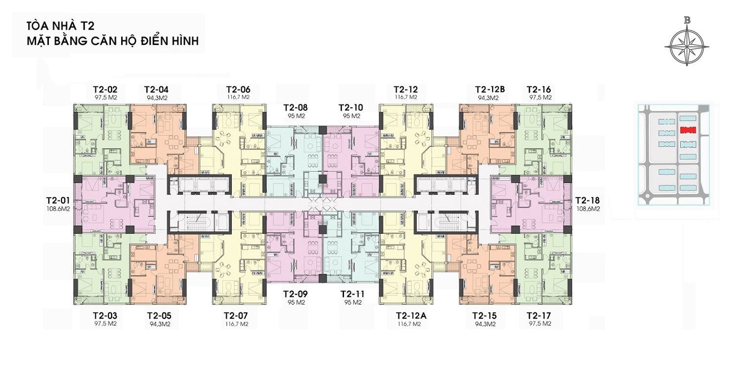 Mặt bằng toà T2 Times City