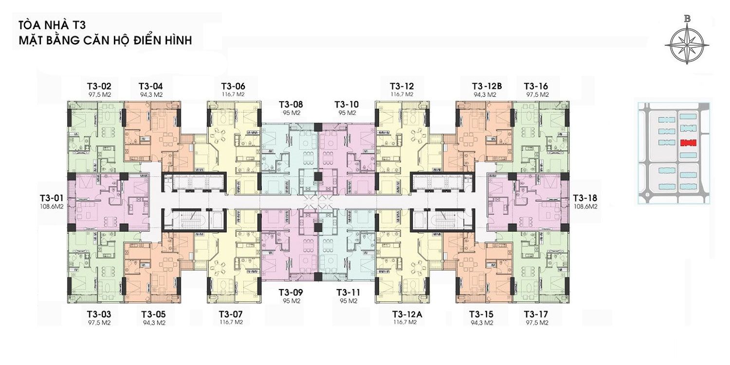 Mặt bằng toà T3 Times City
