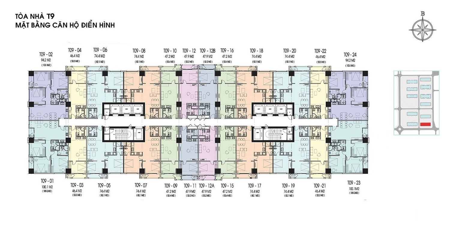 Mặt bằng toà T9 Times City