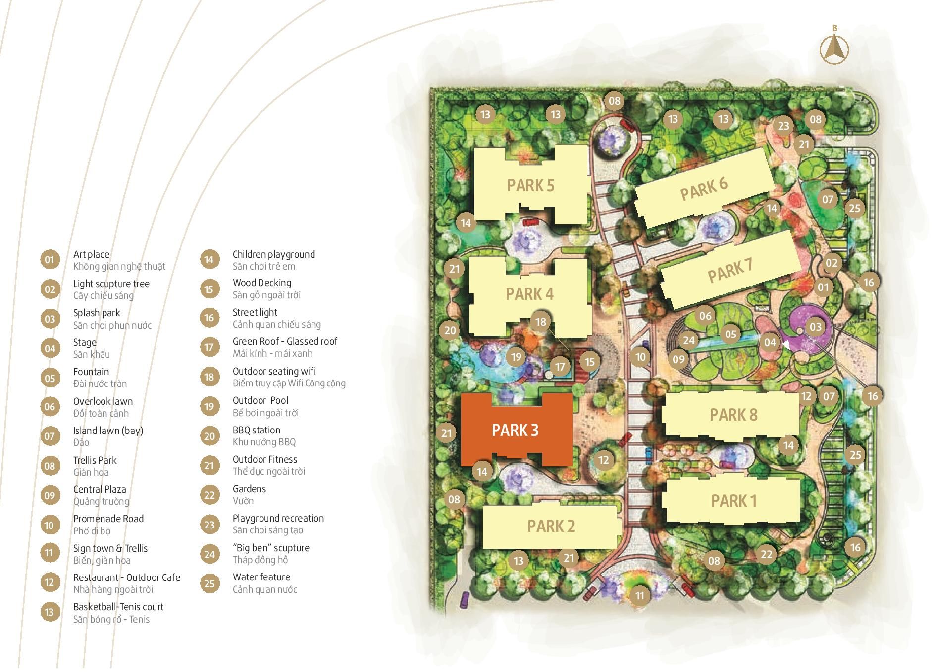 Vị trí Park 3 Vinhomes Times City Park Hill