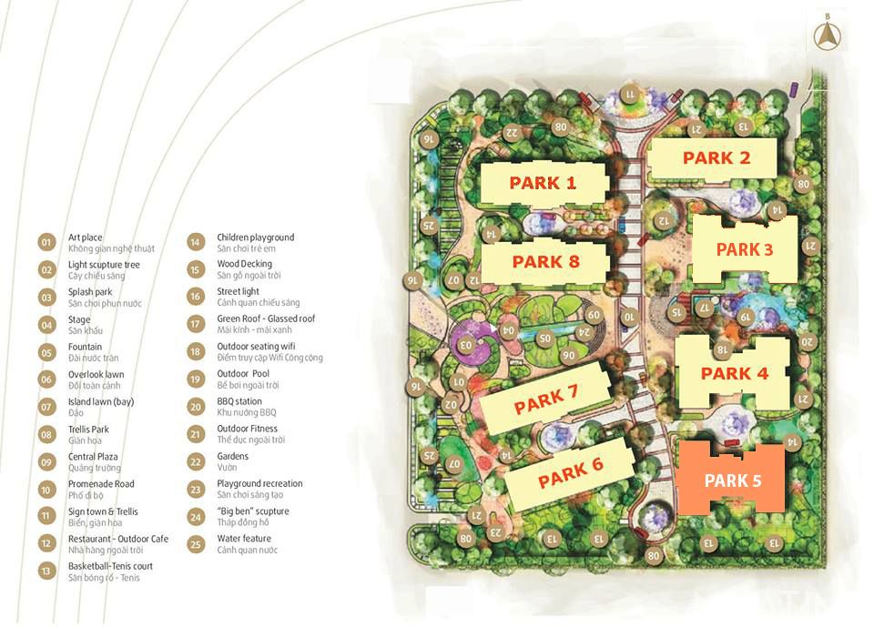 Vị trí Park 5 Vinhomes Times City Park Hill