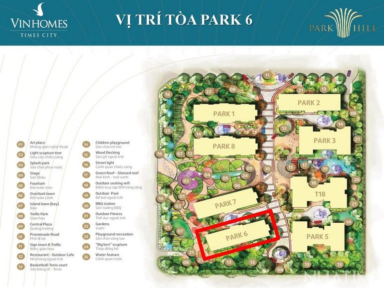 Vị trí Park 6 Vinhomes Times City Park Hill