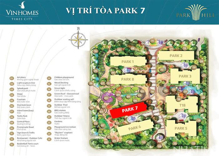 Vị trí Park 7 Vinhomes Times City Park Hill