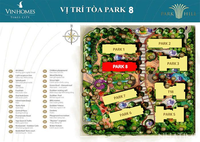 Vị trí Park 8 Vinhomes Times City Park Hill